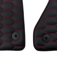 Black Leather Floor Mats for Audi RS 4 B9 Avant (2017-2024) Red Stitching