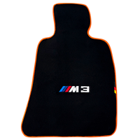 Black Floor Mats for BMW M3 G80 with Orange Trim | German Edition