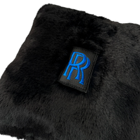 Black Sheepskin Pillows Design Set of 2 for Rolls-Royce Vehicles - Blue Logo