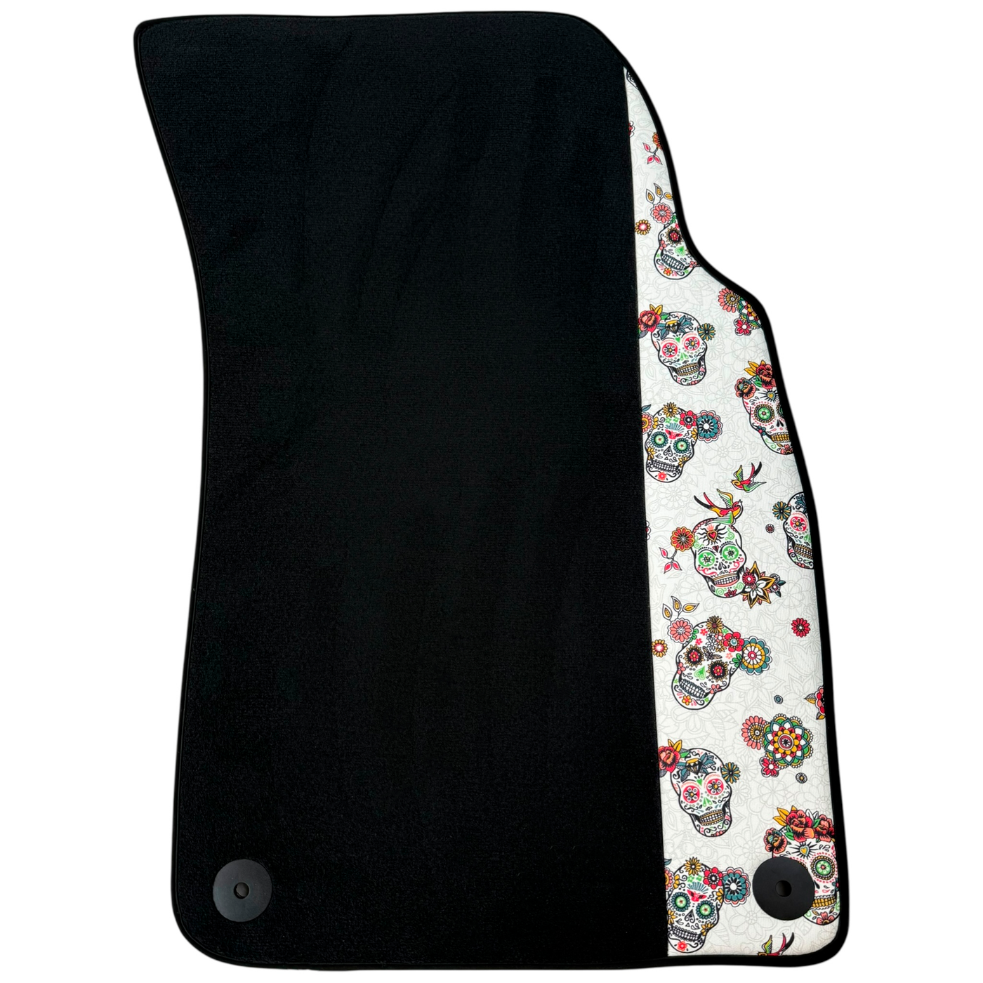 Black Car Floor Mats for Lamborghini Urus (2018-2026) with Floral Skull Design Borders