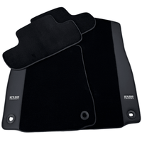 Black Floor Mats for Lexus RC-F (2015-2024) with Leather Borders by ER56 Design - AutoWin