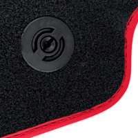 Black Alcantara Floor Mats for Ferrari 488 GTB (2016-2022) with Red Alcantara Accents