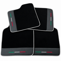 Black Floor Mats for Ferrari Purosangue with Leather and Black Trim | Italian Edition