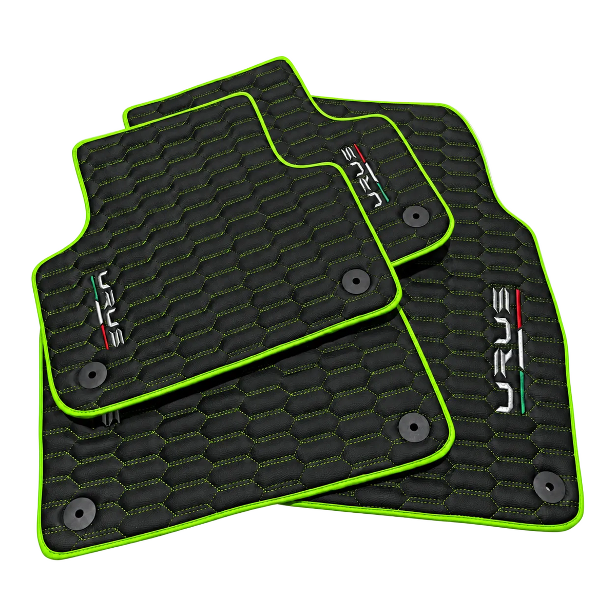 Floor Mats Set with Trunk Mat for Lamborghini Urus with Black Leather