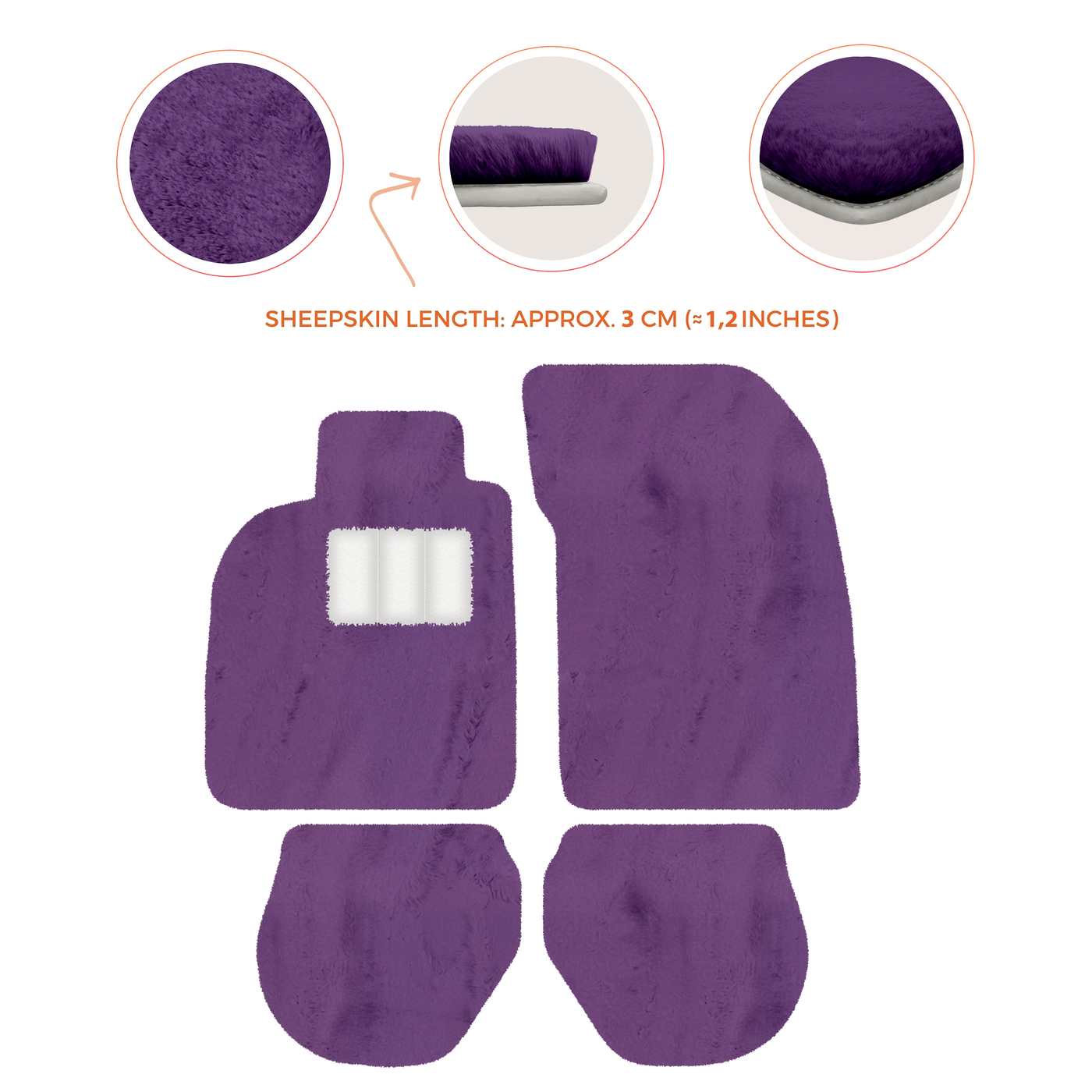 Sheepskin Floor Mats for Porsche 911-993 (1993-1998) - Sheepskin Length, Various Color Options