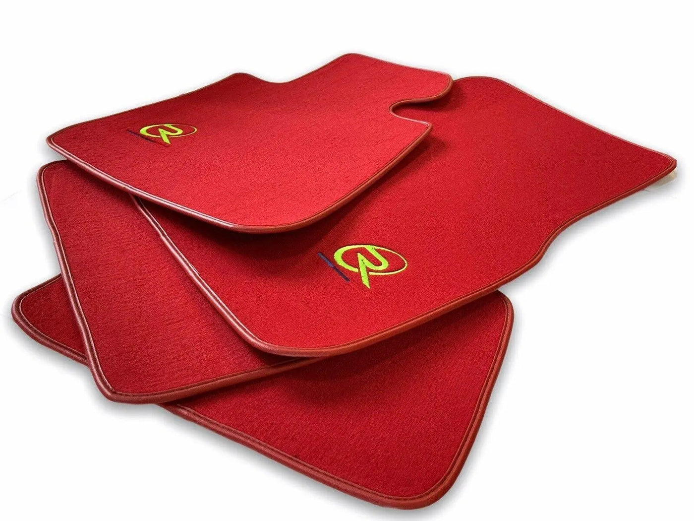 Red Floor Mats For BMW M5 G90 (2023-2026) Sedan ROVBUT Brand Tailored Set Perfect Fit Green SNIP Collection - AutoWin