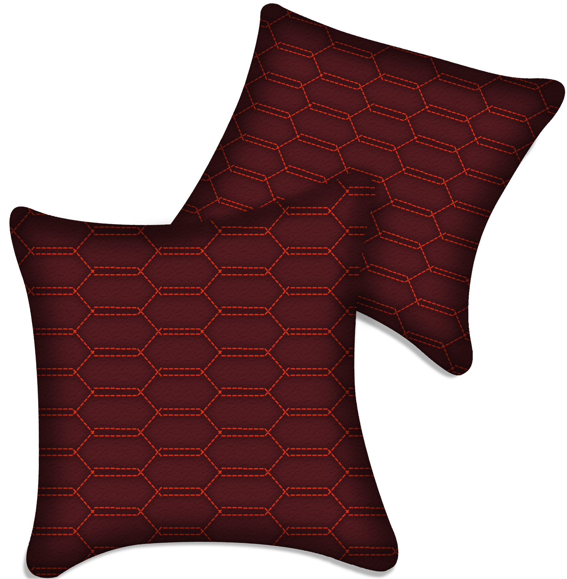 Customizable Dark Red Leather Pillows Set of 2 for Lamborghini Vehicles