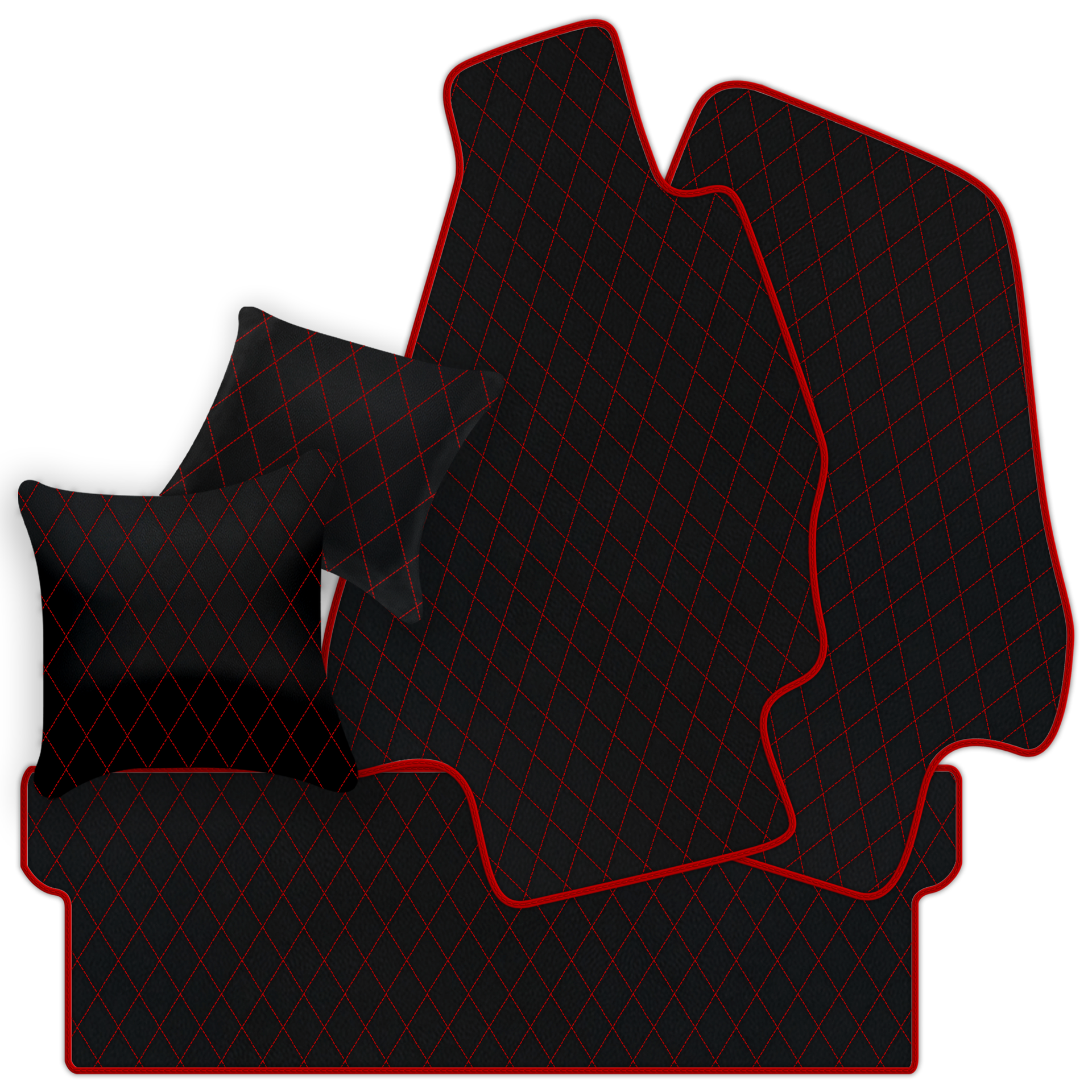 Customizable Leather Trunk Floor Mats with Double Diamond Pattern for Ferrari Dino GT4 (1973-1979) - AutoWin