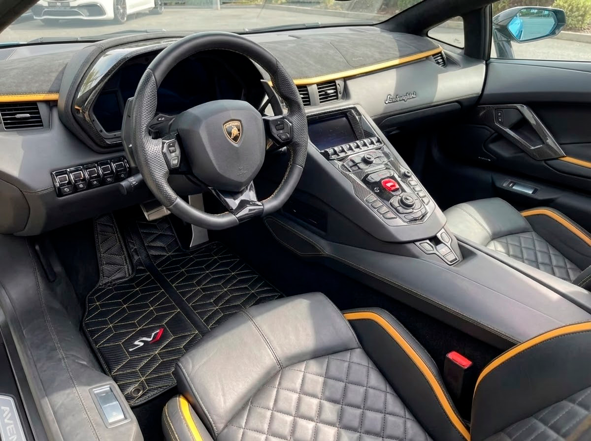 Carbon Leather Floor Mats for Lamborghini Aventador SVJ Limited Edition