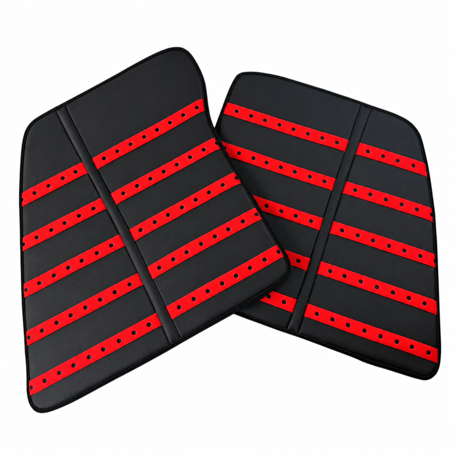 Black Leather Floor Mats with Red Daytona Design for Ferrari SF90 Stradale (2019-2024)