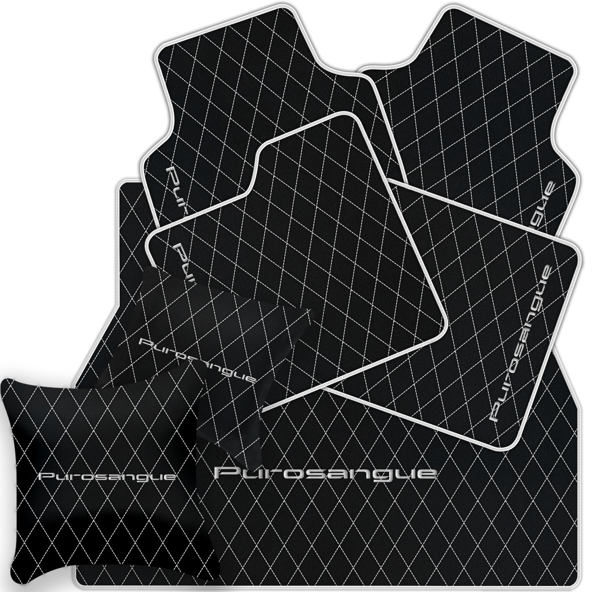 Premium Black Leather Floor Mats for Rolls Royce Shadow (1965-1977)