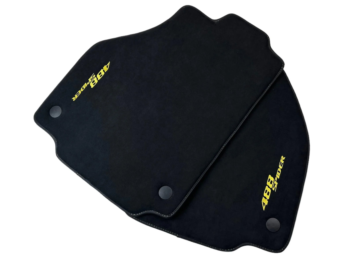 Alcantara Floor Mats for Ferrari 488 Spider 2016-2022 Yellow Sewing - AutoWin