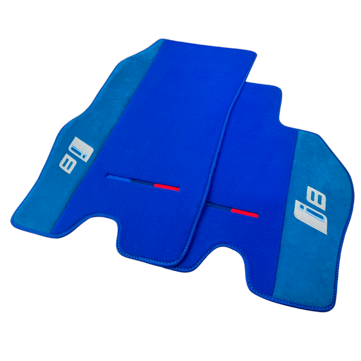 Blue Floor Mats for BMW i8 Series L12 L15 with M Package with Alcantara
