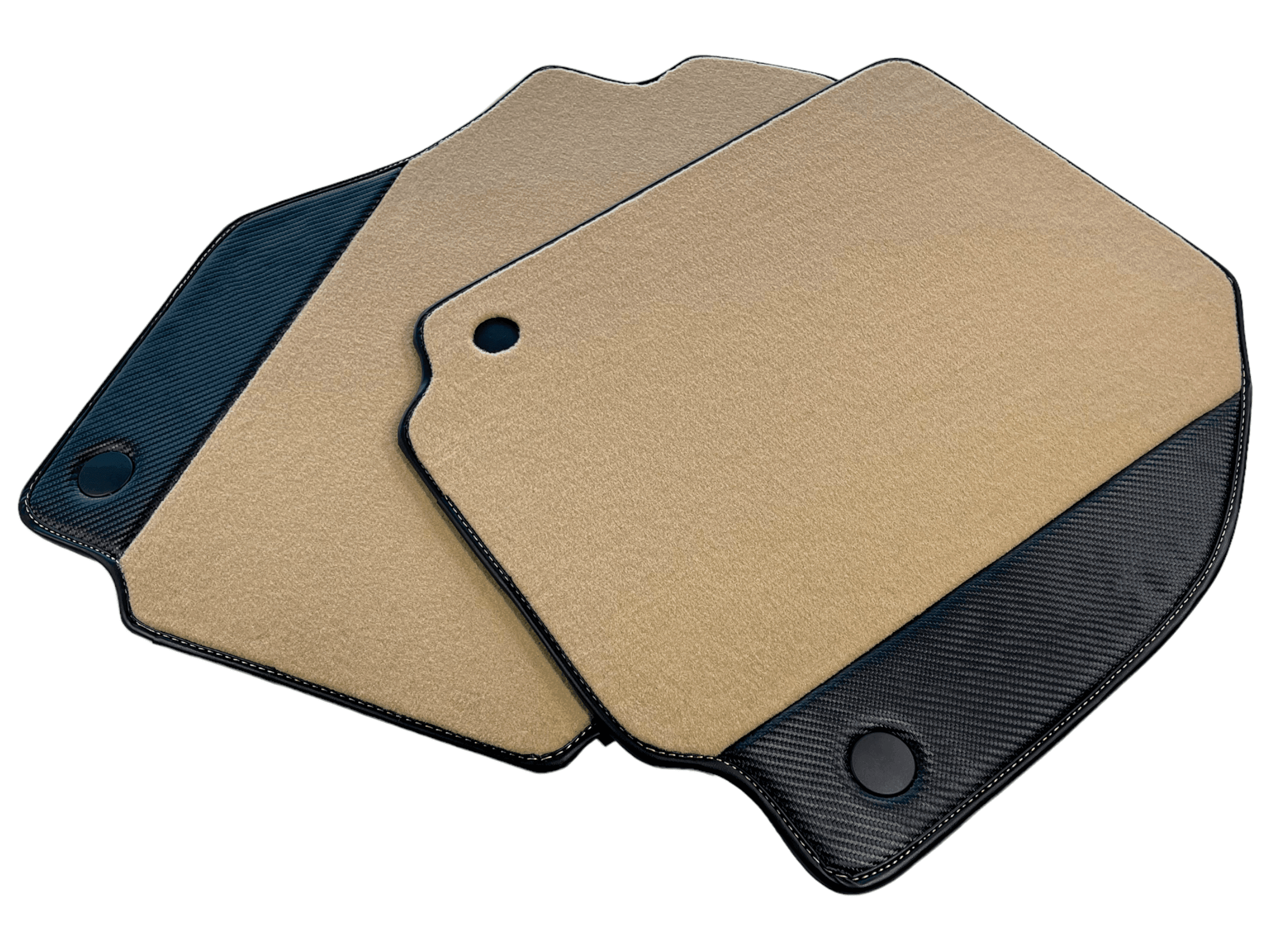 Beige Floor Mats For Ferrari 488 Pista Spider 2019-2021 With Carbon Fiber Leather - AutoWin