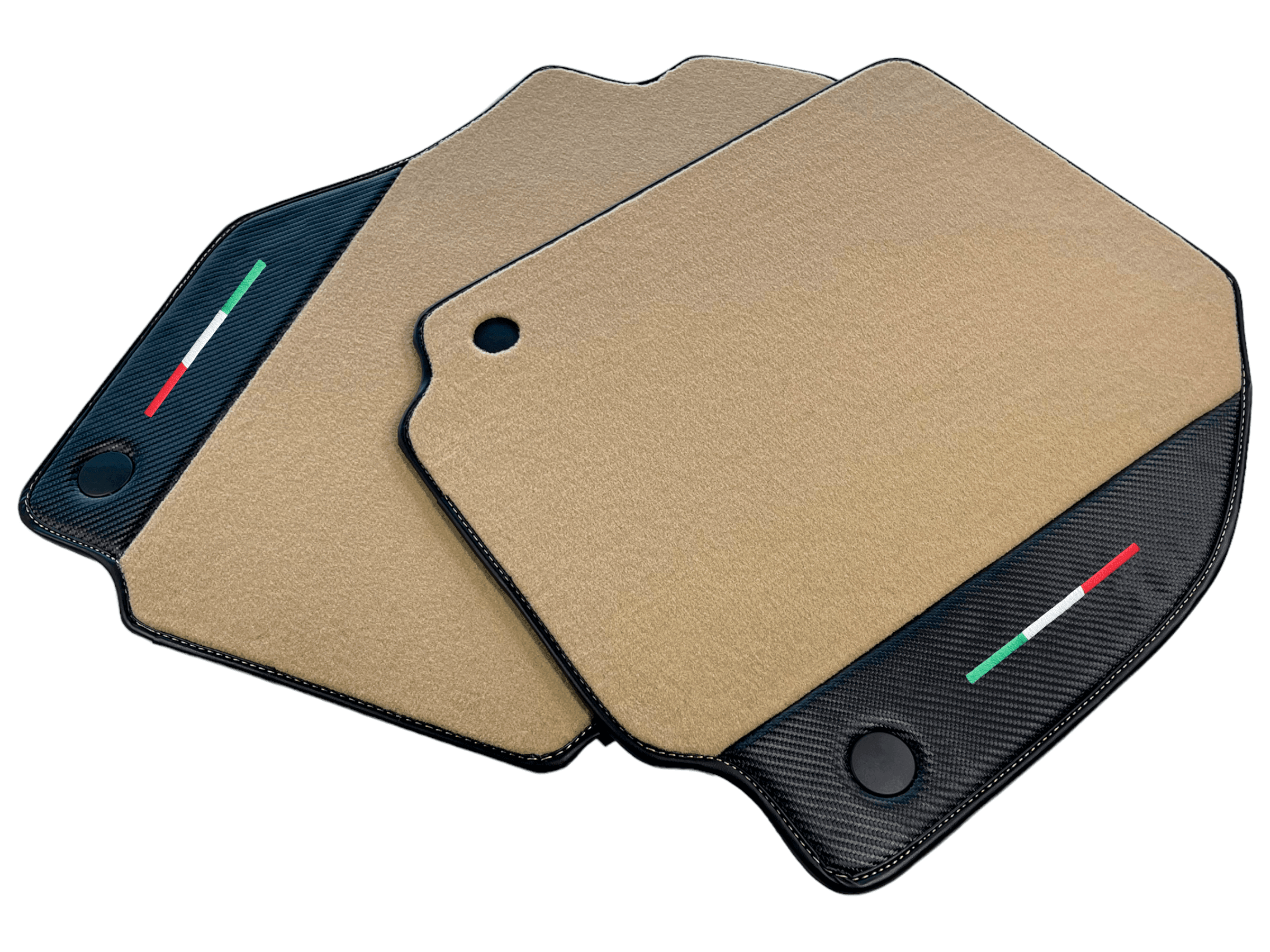 Beige Floor Mats For Ferrari 488 Pista Spider 2019-2021 With Carbon Fiber Leather - AutoWin