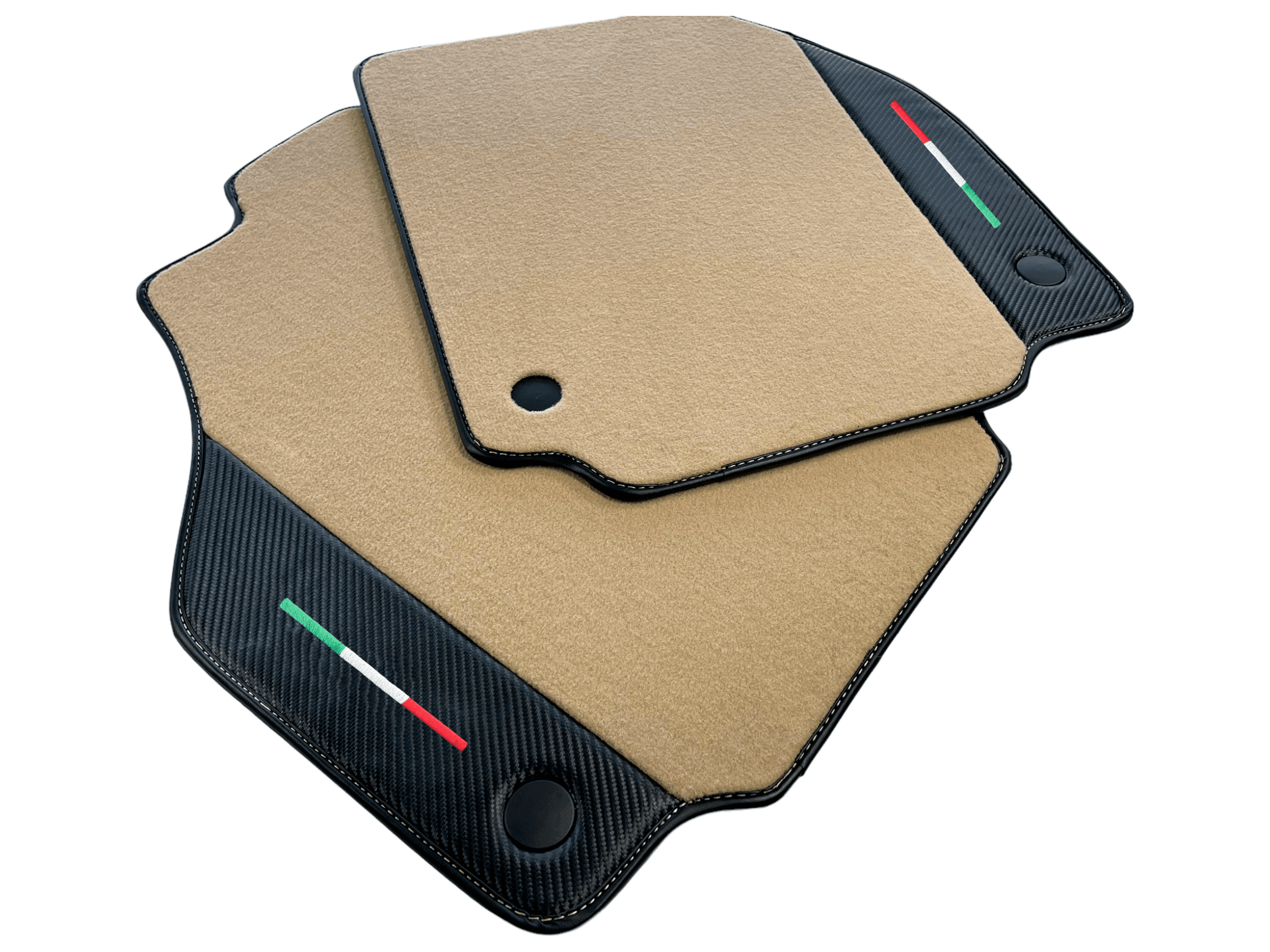Beige Floor Mats For Ferrari 488 Pista Spider 2019-2021 With Carbon Fiber Leather - AutoWin