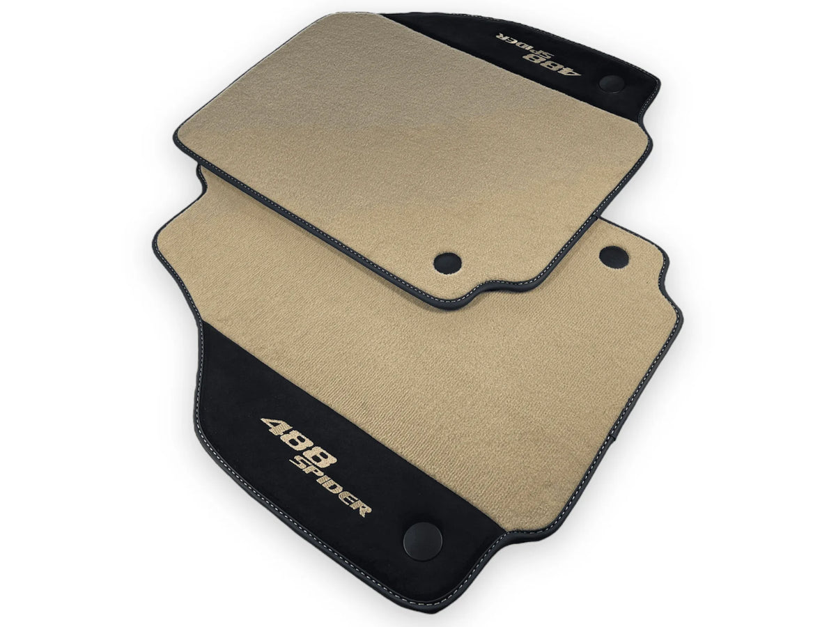 Beige Floor Mats For Ferrari 488 Spider 2015-2022 With Alcantara Leather - AutoWin