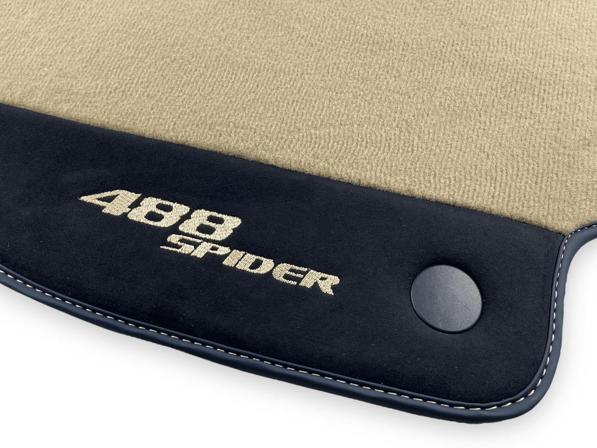 Beige Floor Mats For Ferrari 488 Spider 2015-2022 With Alcantara Leather - AutoWin