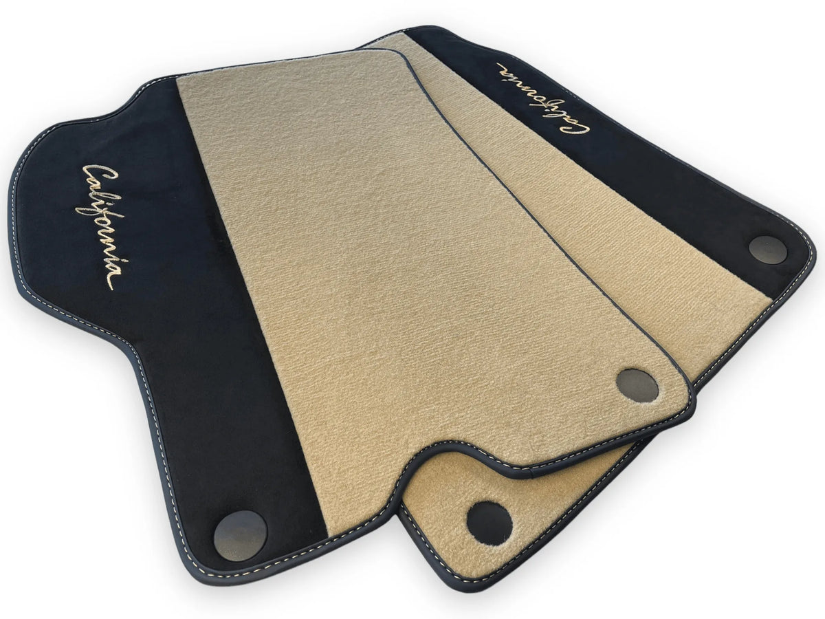 Beige Floor Mats For Ferrari California 2008-2014 With Alcantara - AutoWin