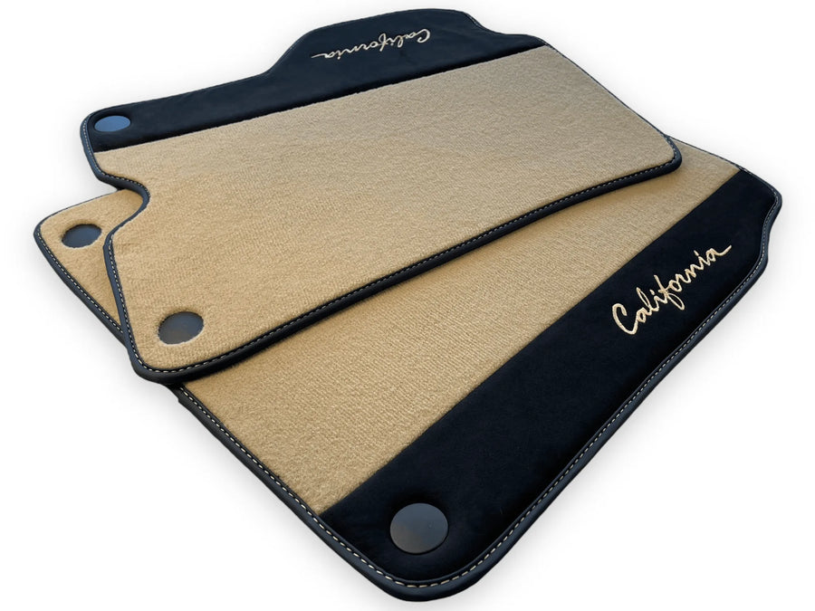 Beige Floor Mats For Ferrari California 2008-2014 With Alcantara - AutoWin