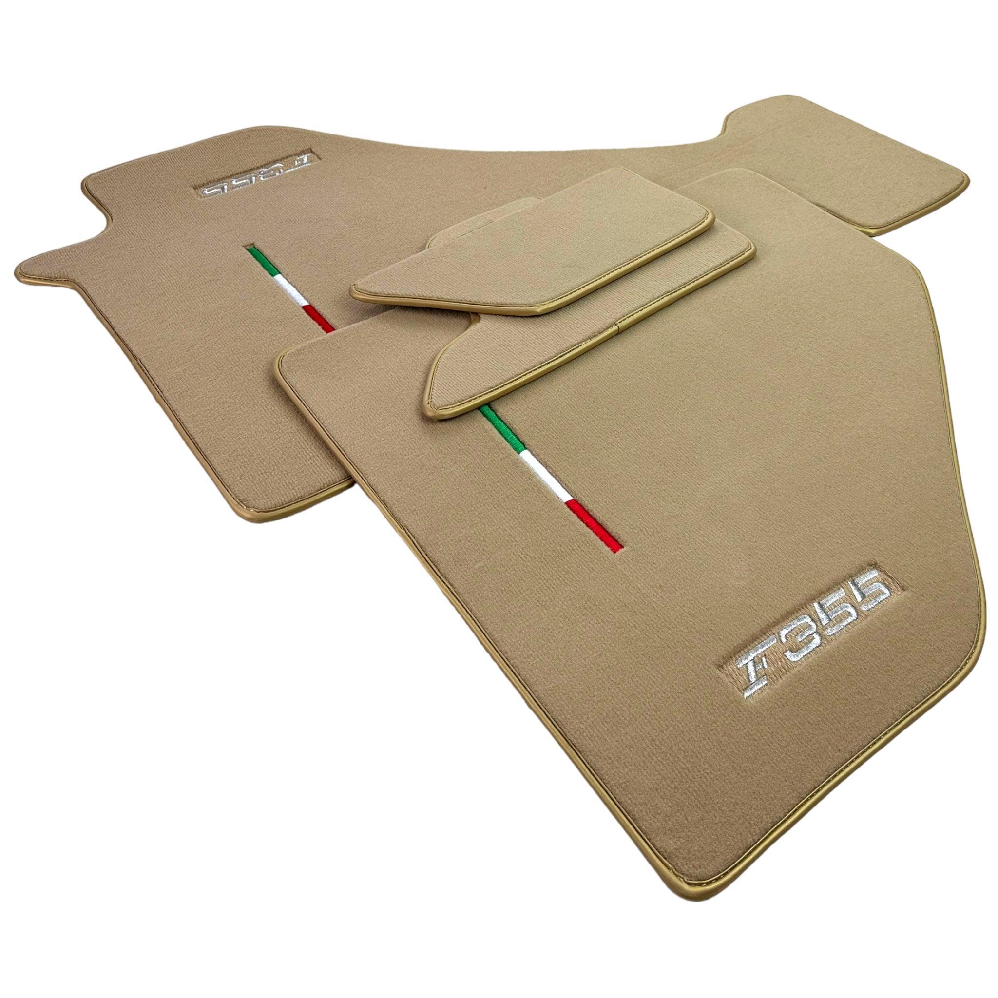Beige Floor Mats For Ferrari F355 1994-1999 | Golden Color Trim - AutoWin
