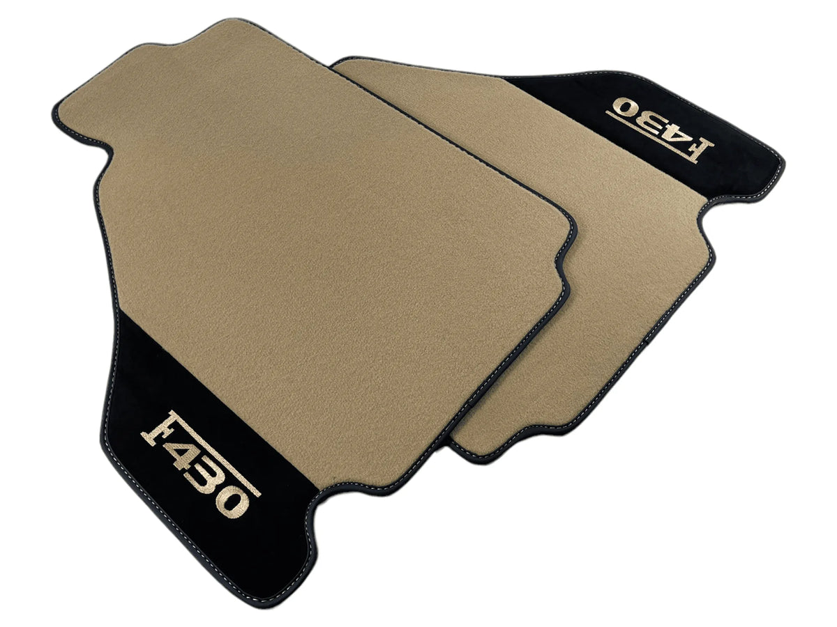 Beige Floor Mats For Ferrari F430 2004-2009 With Alcantara Leather - AutoWin