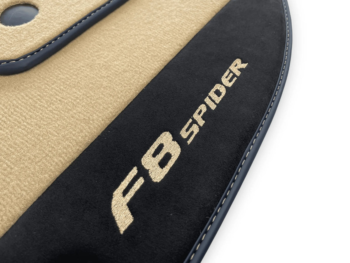 Beige Floor Mats For Ferrari F8 Spider 2019-2022 With Alcantara Leather - AutoWin