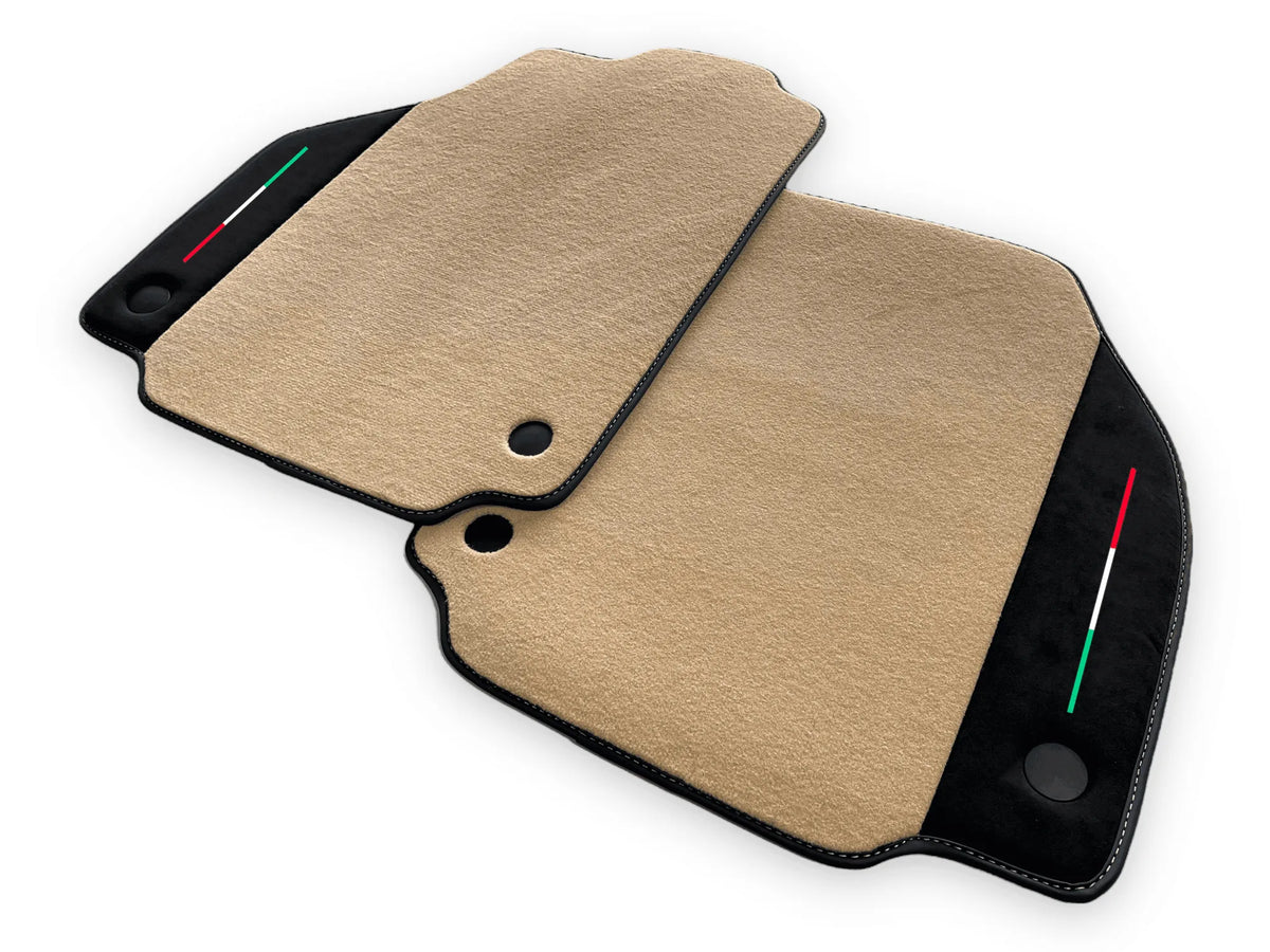 Beige Floor Mats For Ferrari F8 Tributo 2019-2022 With Alcantara Leather - AutoWin