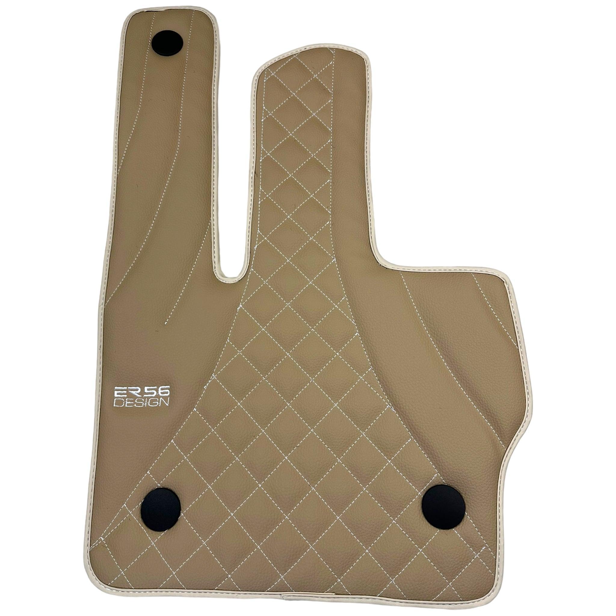 Beige Leather Floor Mats for Mercedes-Benz G Class W461 (1979-2008) ER56 Design - AutoWin
