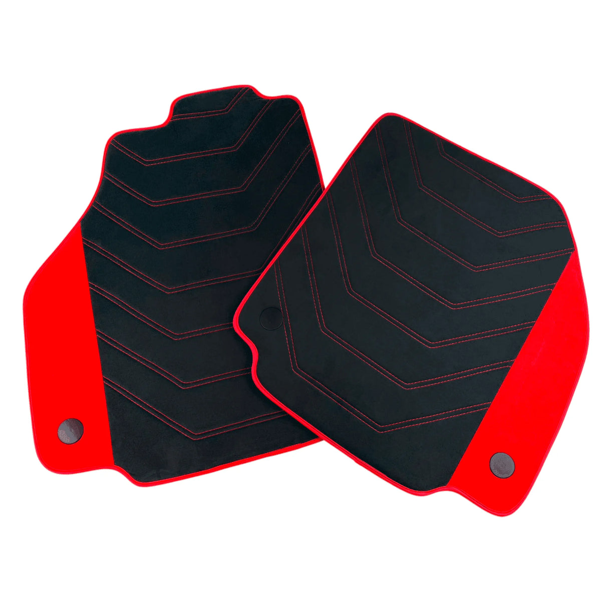 Black Alcantara Floor Mats for Ferrari F8 Spider (2019-2023) with Red Alcantara Accents