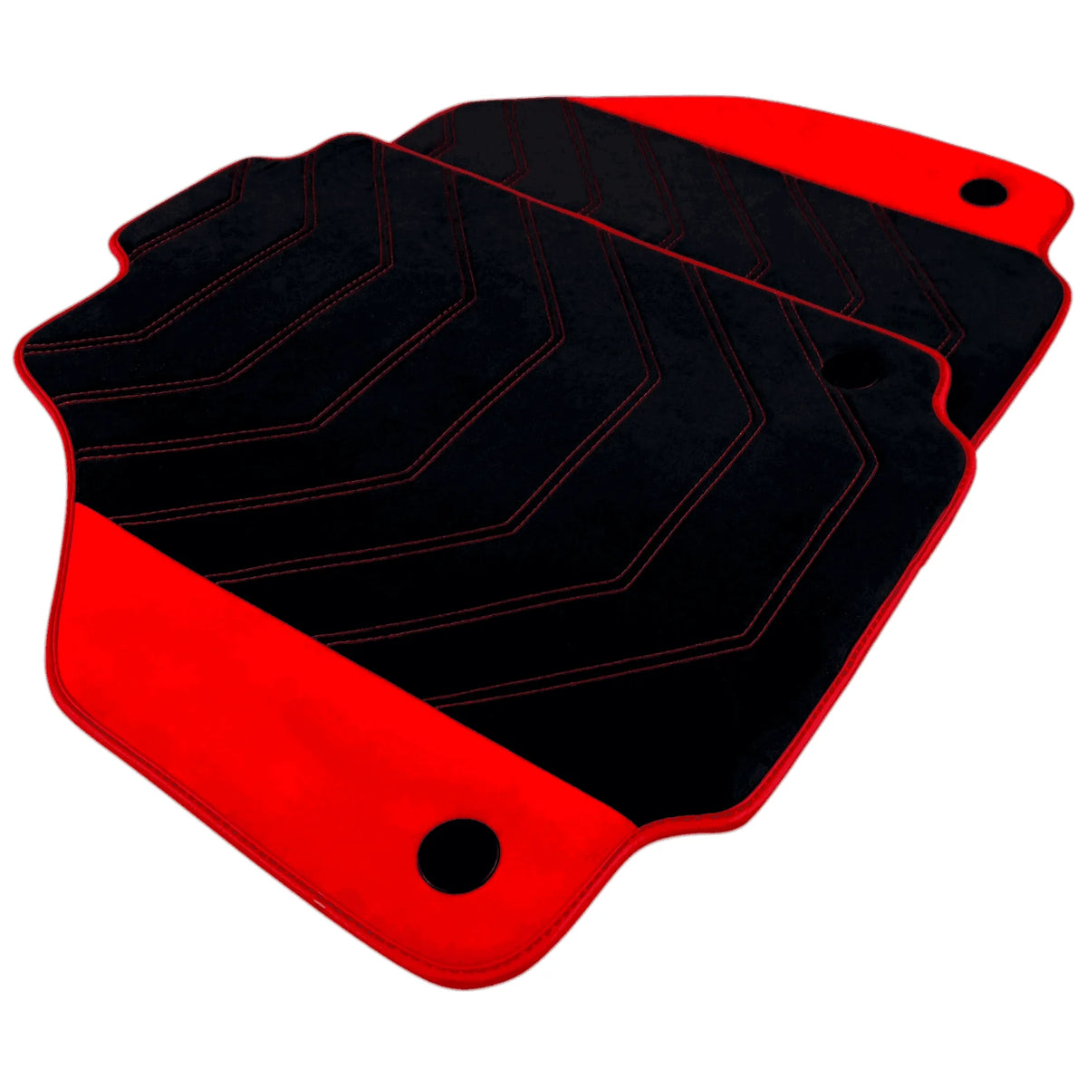 Black Alcantara Floor Mats for Ferrari F8 Tributo (2019-2023) with Red Alcantara Accents