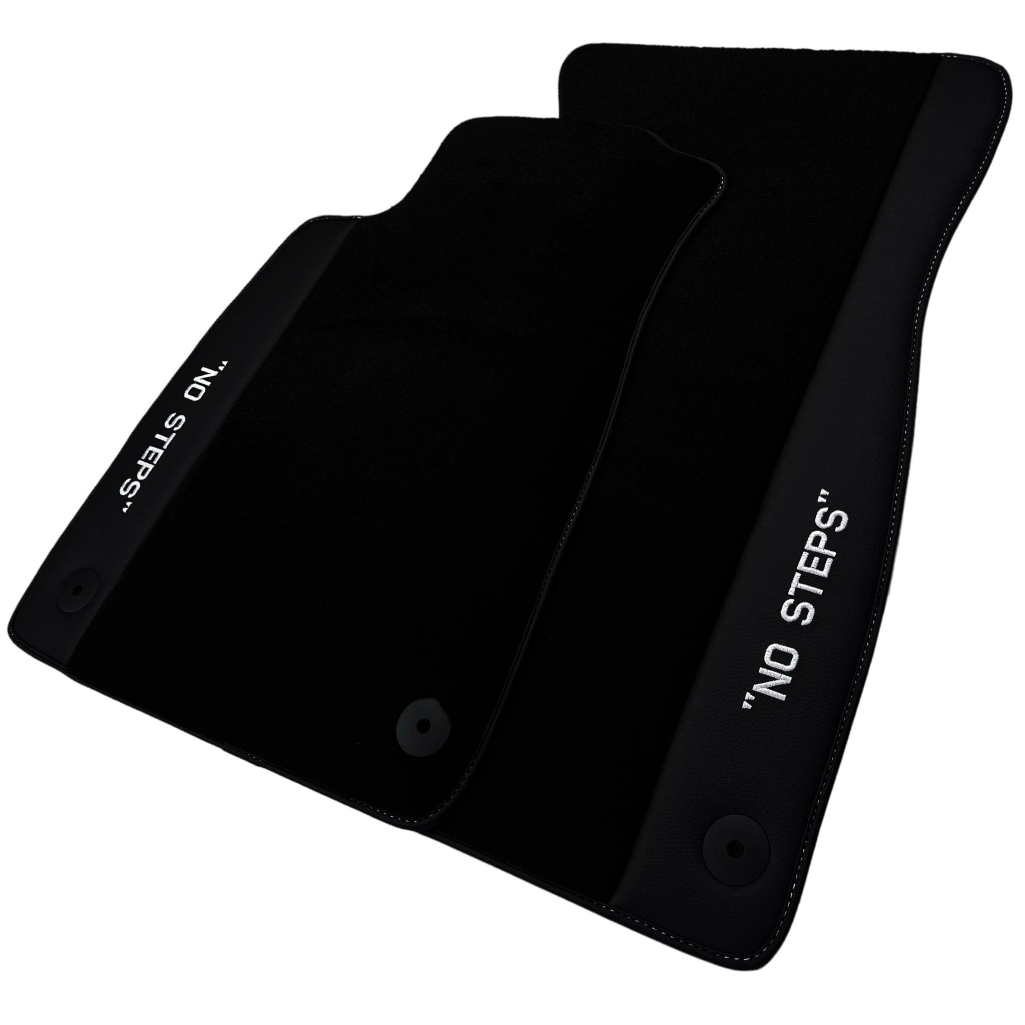 Black Floor Mats for A4 - B9 Avant (2019-2023) | "NO STEPS" Fluorescent Logo - AutoWin