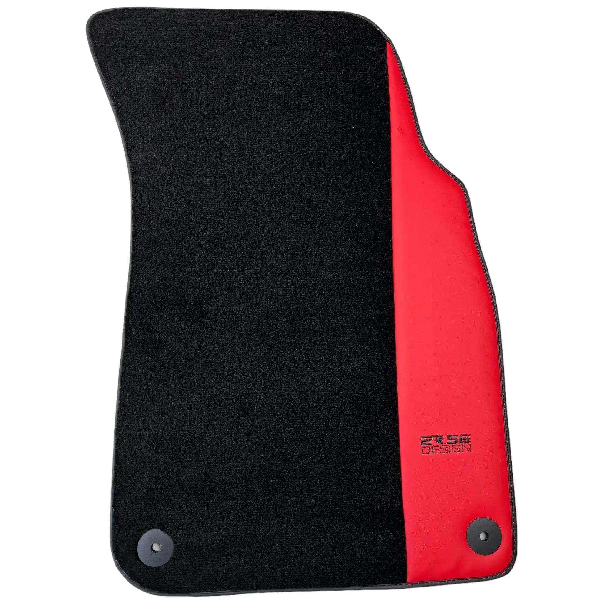 Black Floor Mats for Audi Q8 (2018-2023) with Red Leather | ER56 Design - AutoWin