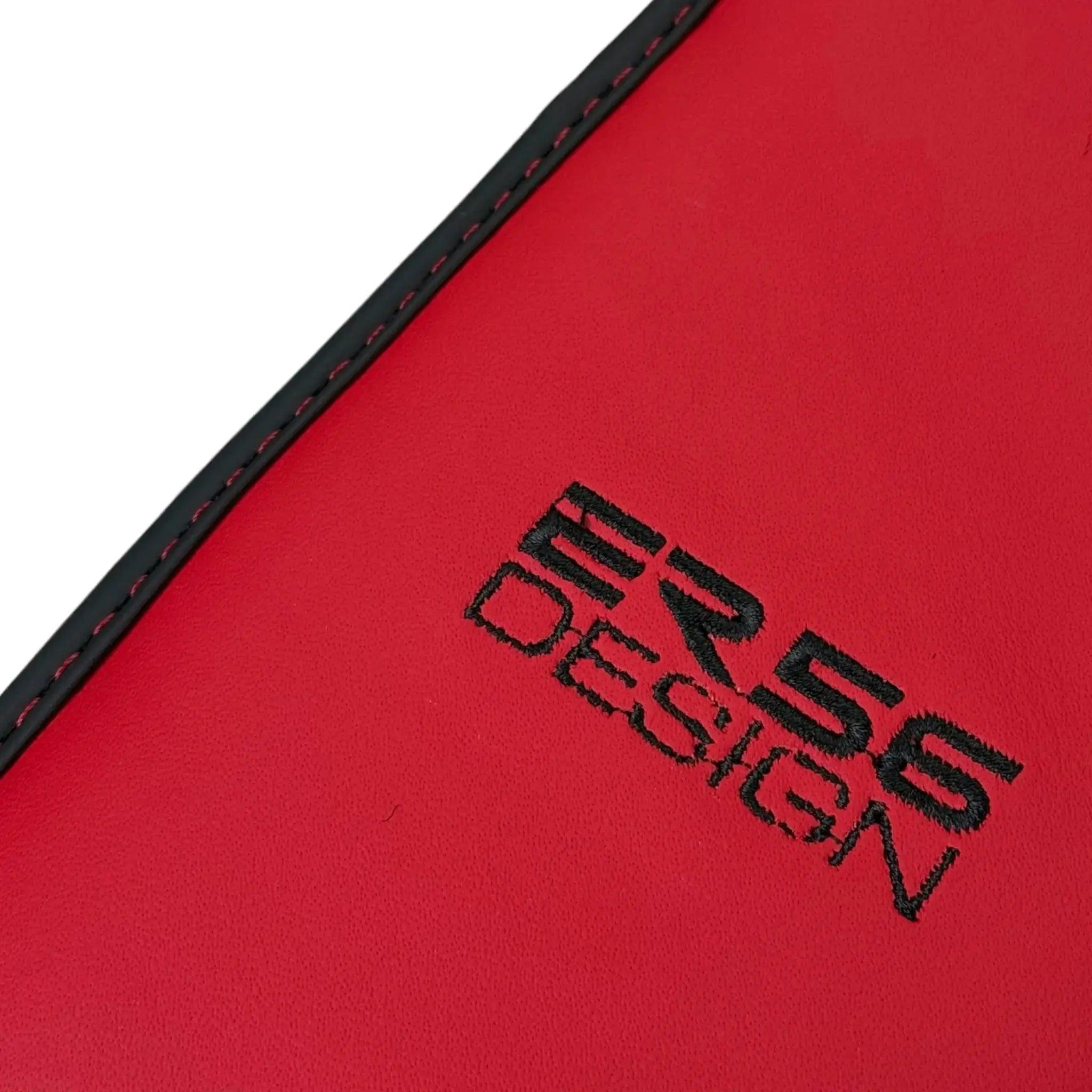Black Floor Mats for Audi Q8 (2018-2023) with Red Leather | ER56 Design - AutoWin