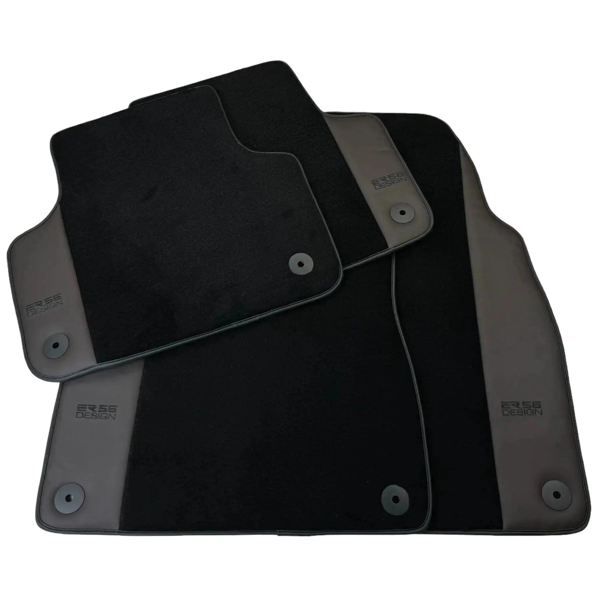Black Floor Mats for Audi Q8 e-tron (2023-2025) with Dark Brown Leather | ER56 Design - AutoWin