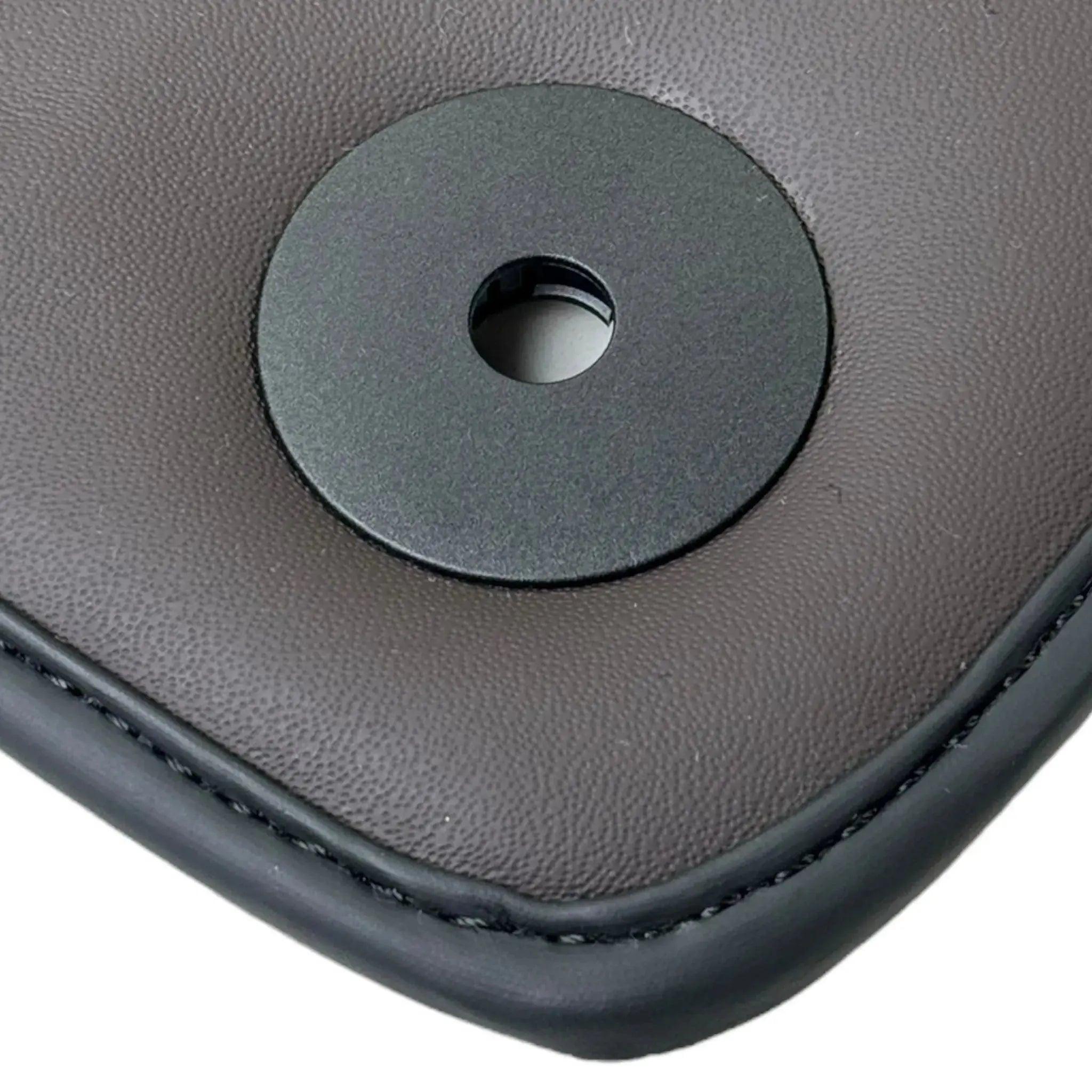 Black Floor Mats for Audi Q8 e-tron (2023-2025) with Dark Brown Leather | ER56 Design - AutoWin