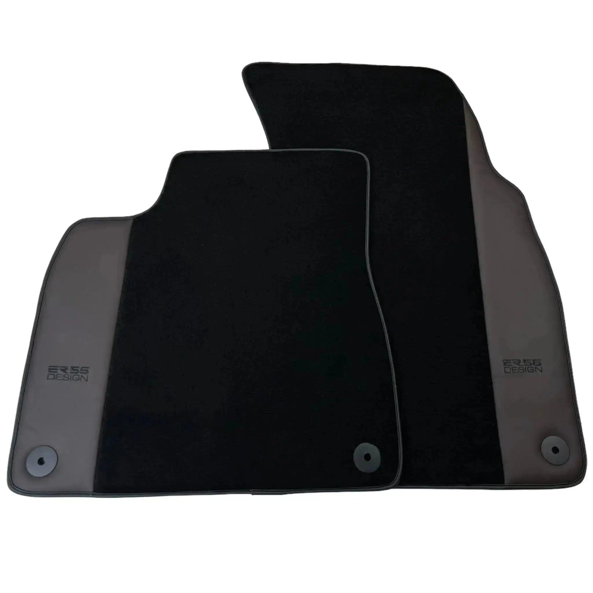Black Floor Mats for Audi Q8 e-tron Sportback (2023-2025) with Dark Brown Leather | ER56 Design - AutoWin
