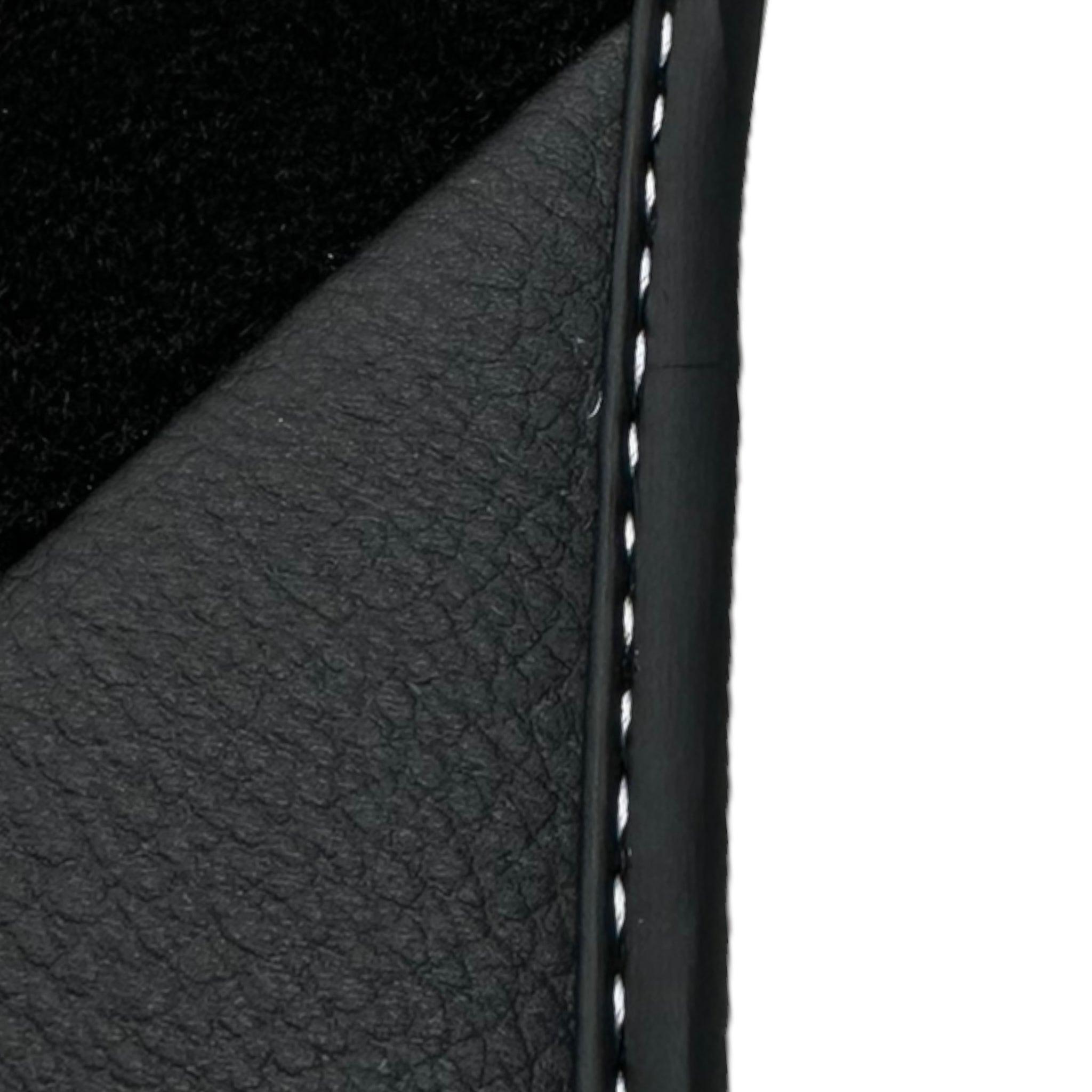 Black Floor Mats for Audi TT MK2 Coupe (2006-2014) with Leather - AutoWin