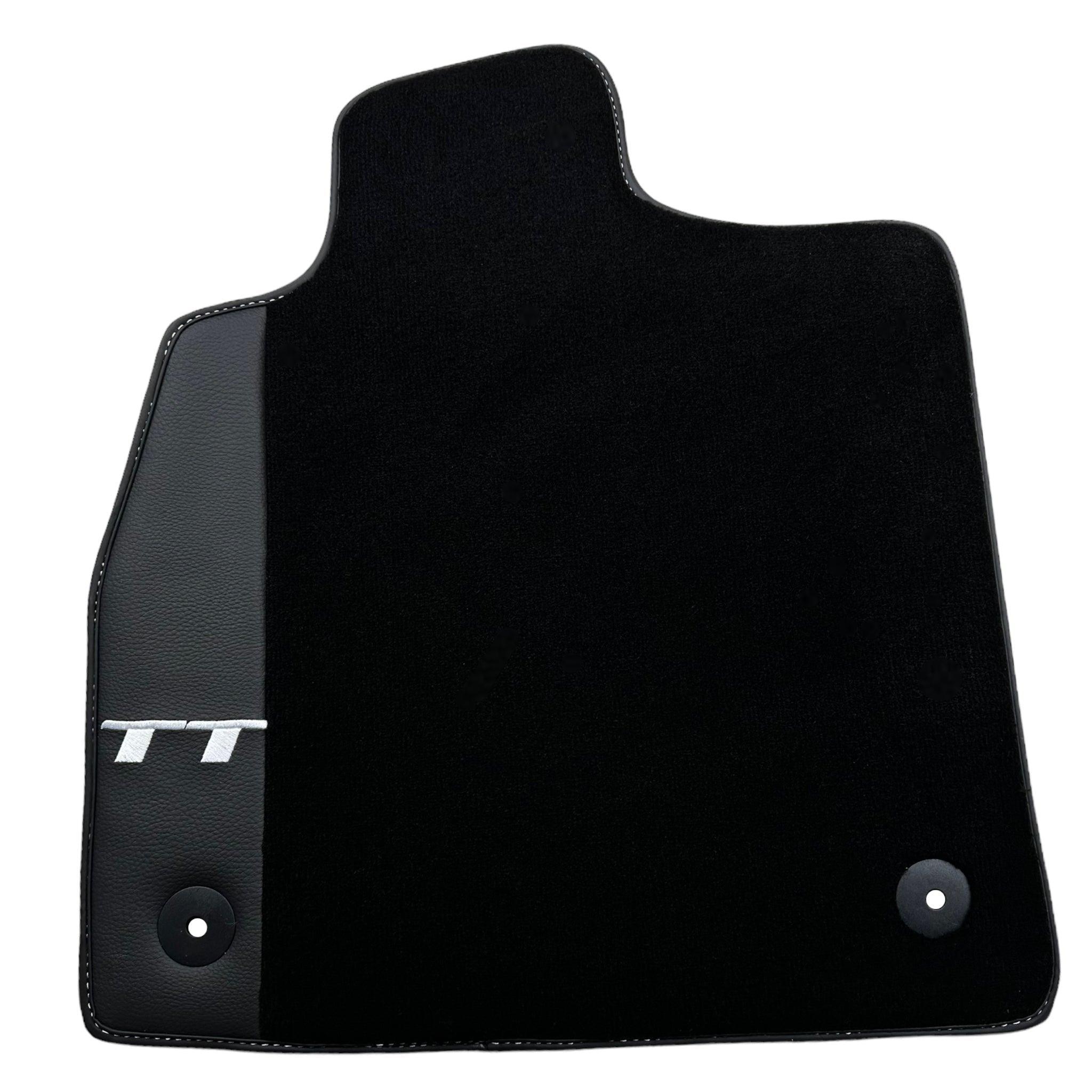 Black Floor Mats for Audi TT MK2 Coupe (2006-2014) with Leather - AutoWin