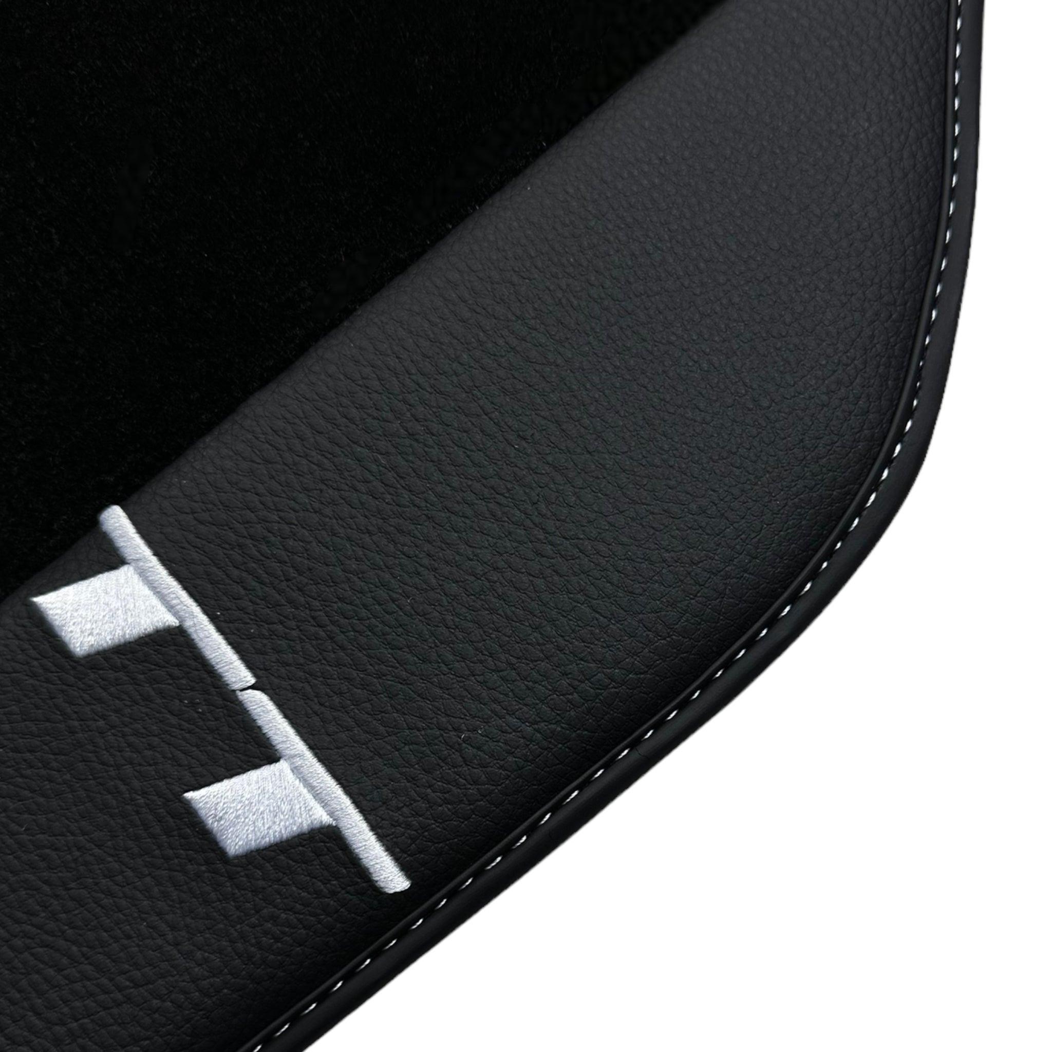 Black Floor Mats for Audi TT MK2 Coupe (2006-2014) with Leather - AutoWin