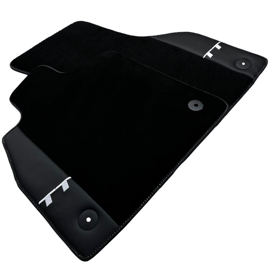 Black Floor Mats for Audi TT MK3 Coupe (2014-2019) with Leather - AutoWin