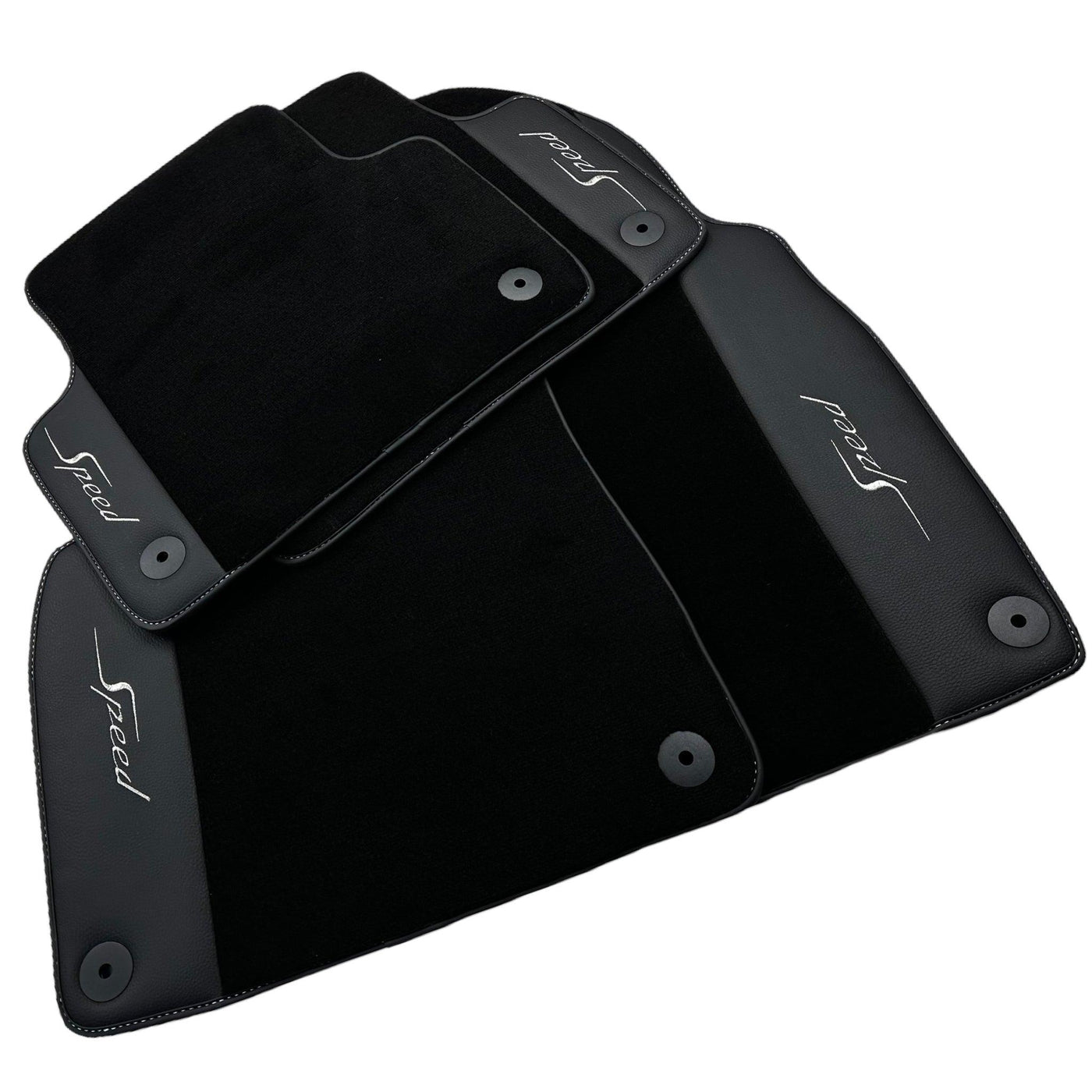 Black Floor Mats For Bentley Bentayga (2015-2023) with Leather - AutoWin