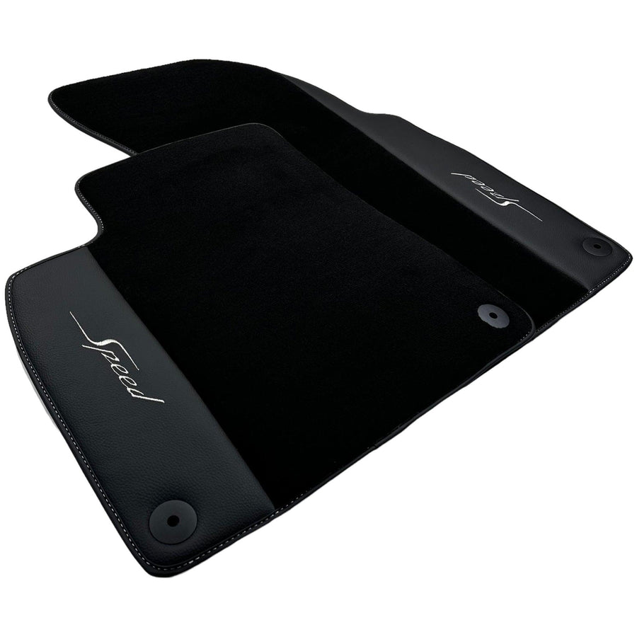 Black Floor Mats For Bentley Bentayga (2015-2023) with Leather - AutoWin