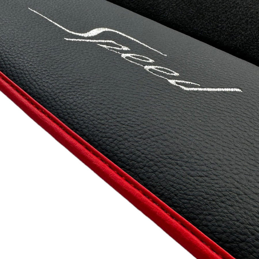 Black Floor Mats for Bentley Bentayga (2015-2027) with Leather | Red Trim - AutoWin