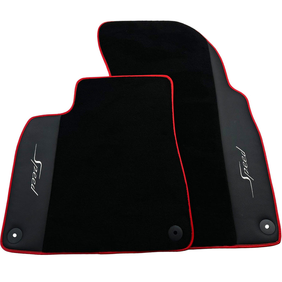 Black Floor Mats for Bentley Bentayga (2015-2027) with Leather | Red Trim - AutoWin
