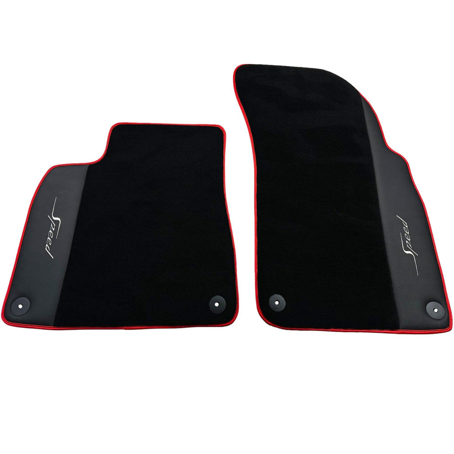 Black Floor Mats for Bentley Bentayga (2015-2027) with Leather | Red Trim - AutoWin