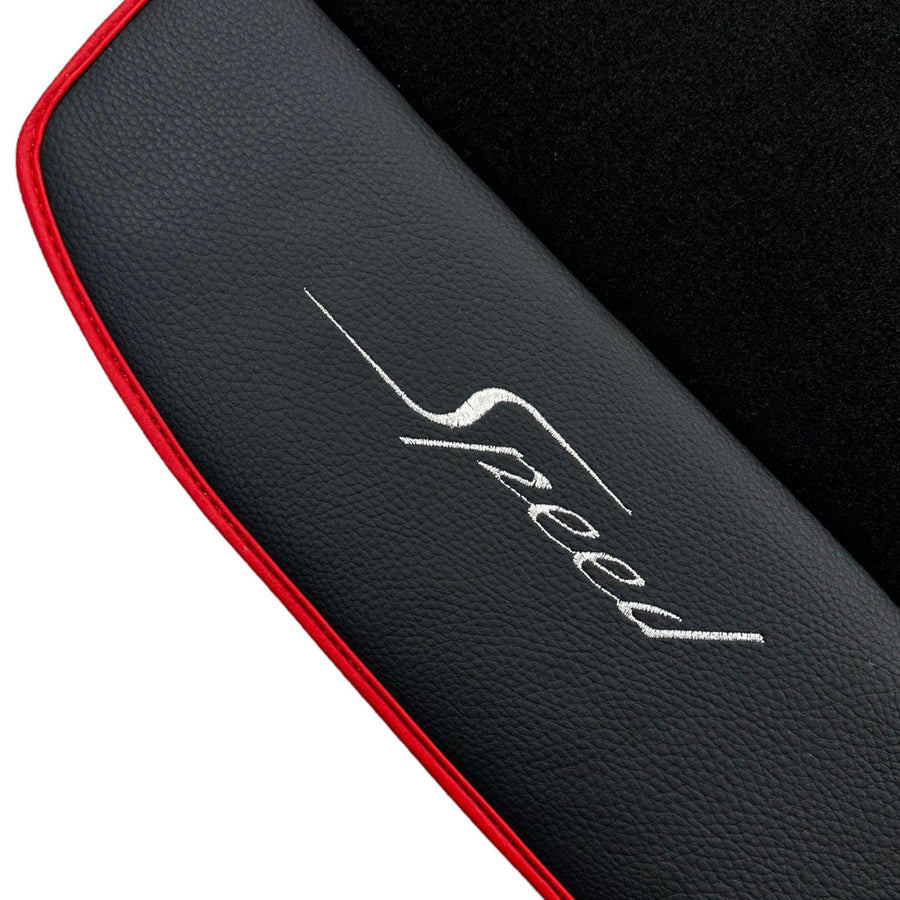 Black Floor Mats for Bentley Bentayga (2015-2027) with Leather | Red Trim - AutoWin