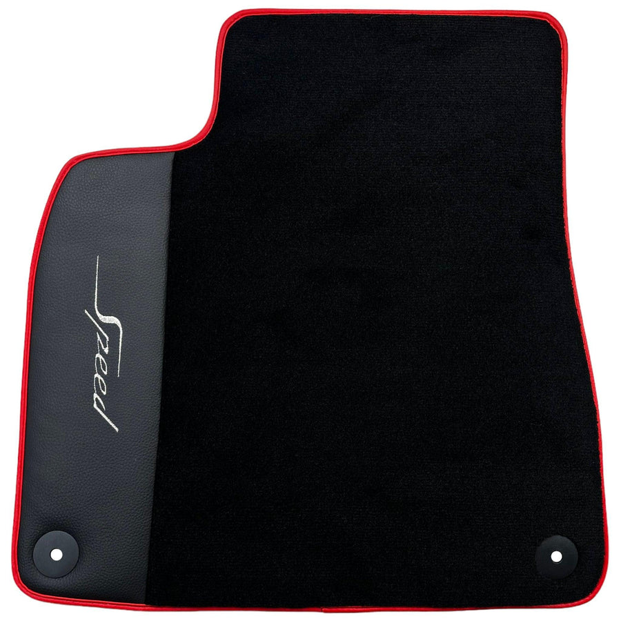 Black Floor Mats for Bentley Bentayga (2015-2027) with Leather | Red Trim - AutoWin