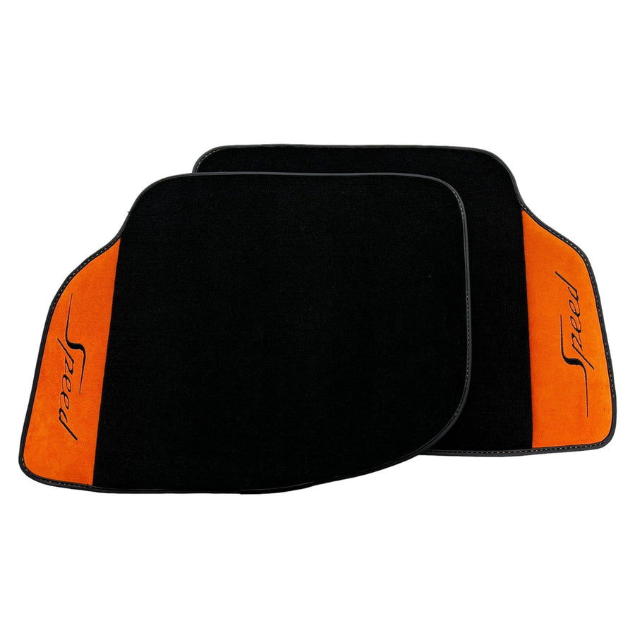 Black Floor Mats For Bentley Continental Continental GTC (2018-2023) with Orange Alcantara Leather - AutoWin