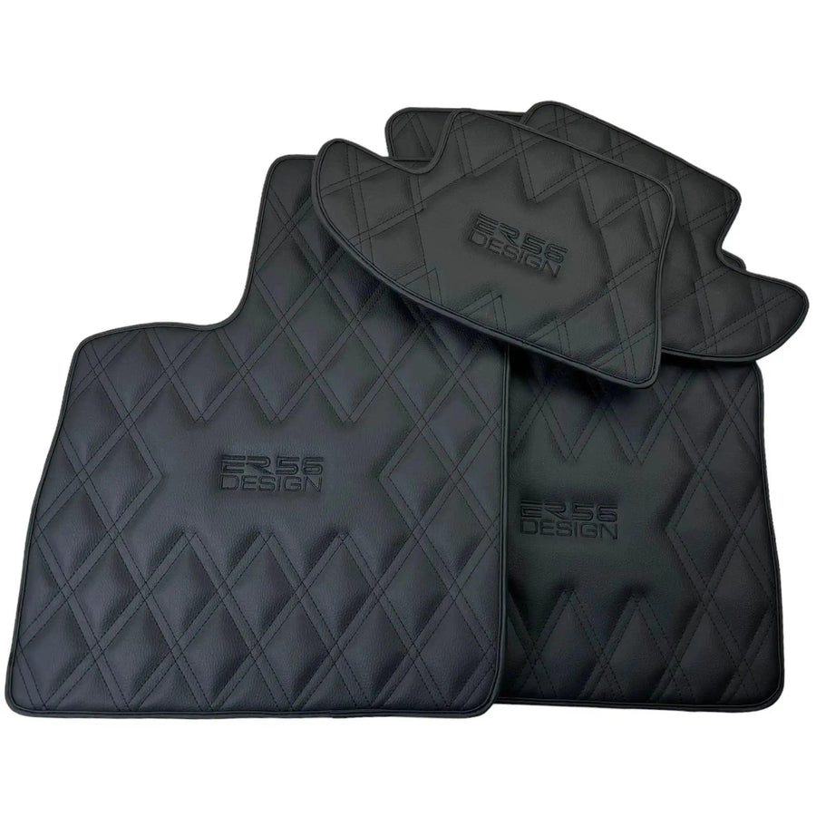 Black Floor Mats for Bentley Continental GT (2011–2018) with Leather | ER56 Design - AutoWin